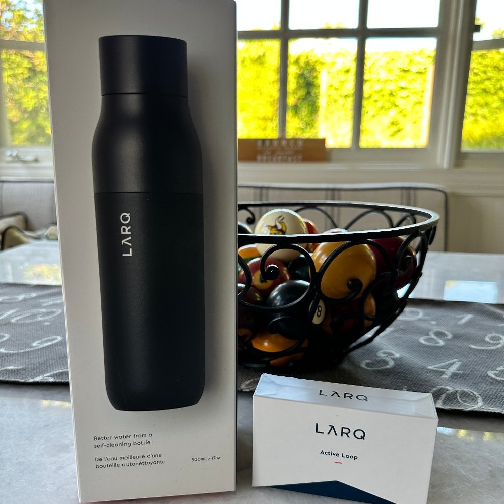 LARQ Bottle PureVis Self-Cleaning Water Bottle Black 17oz w/ Active Loop